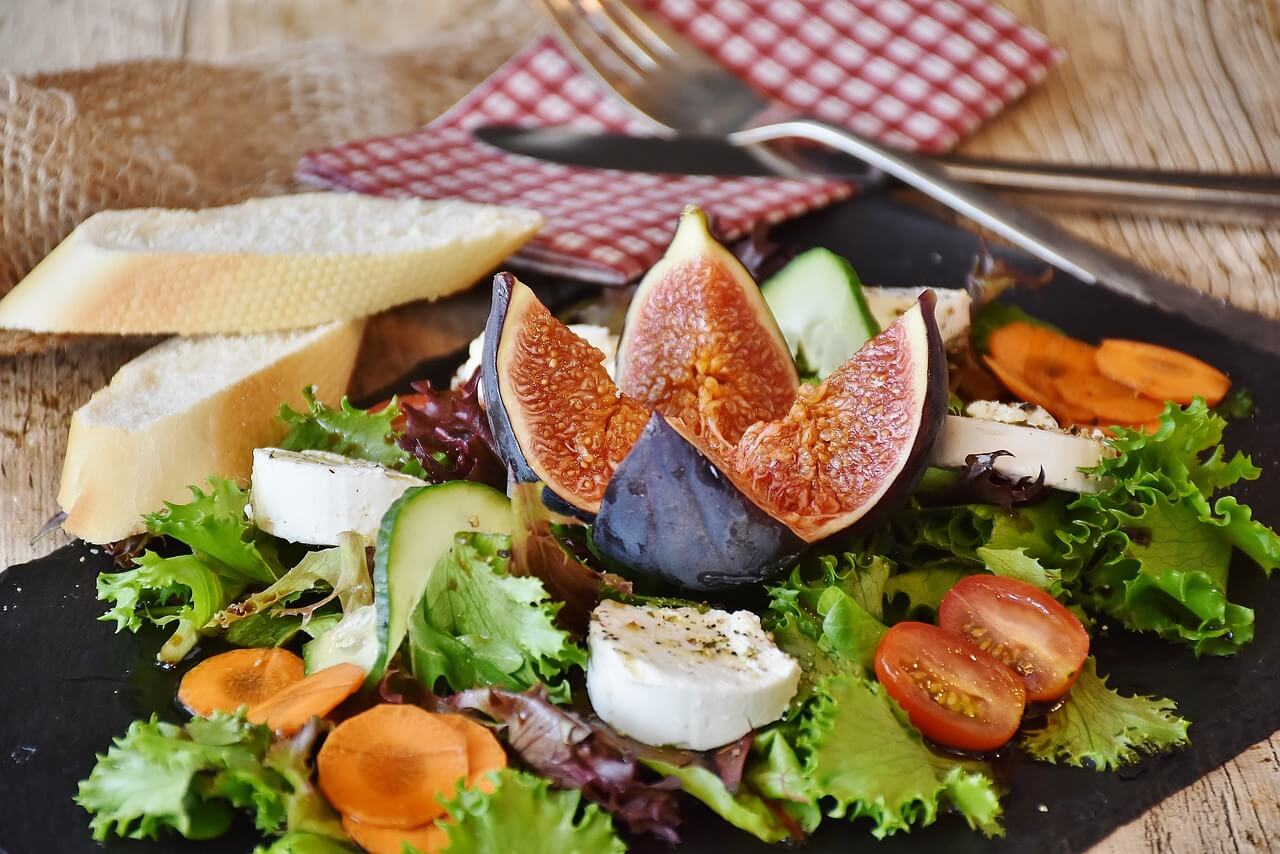 salad, figs, cheese, food